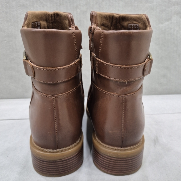 Clarks Collection ankle boots women's size 8 brown side zip low heel buckle - Picture 5 of 12